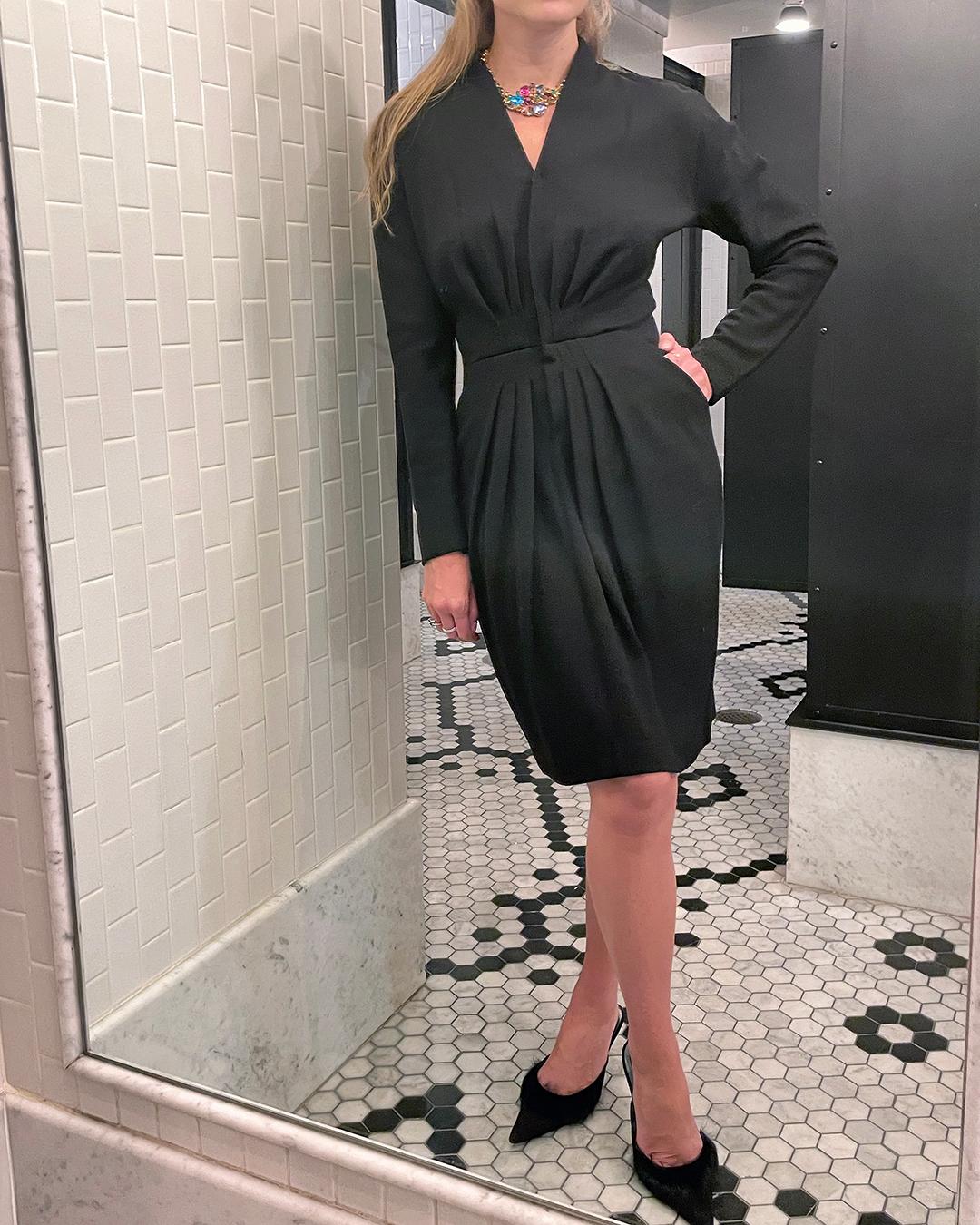 Vintage 1980s Donna Karan Wool Dress: This is such an absolutely timeless vintage little black dress, made by Donna Karan in the late 1980s. The quality and craftsmanship are so evident: Karan was known for her draping and this dress is a prime