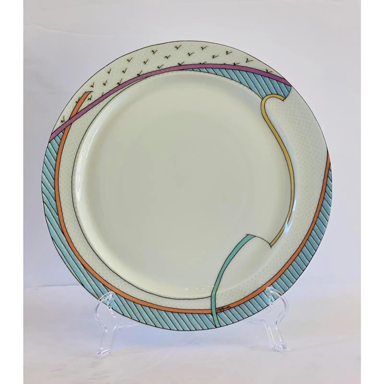 We are very pleased to offer a rare, one-of-a-kind set by American ceramist and glass artist, Dorothy Hafner, for Rosenthal, circa the 1980s. This set includes one large serving plate and one footed serving bowl. In excellent condition and signed.