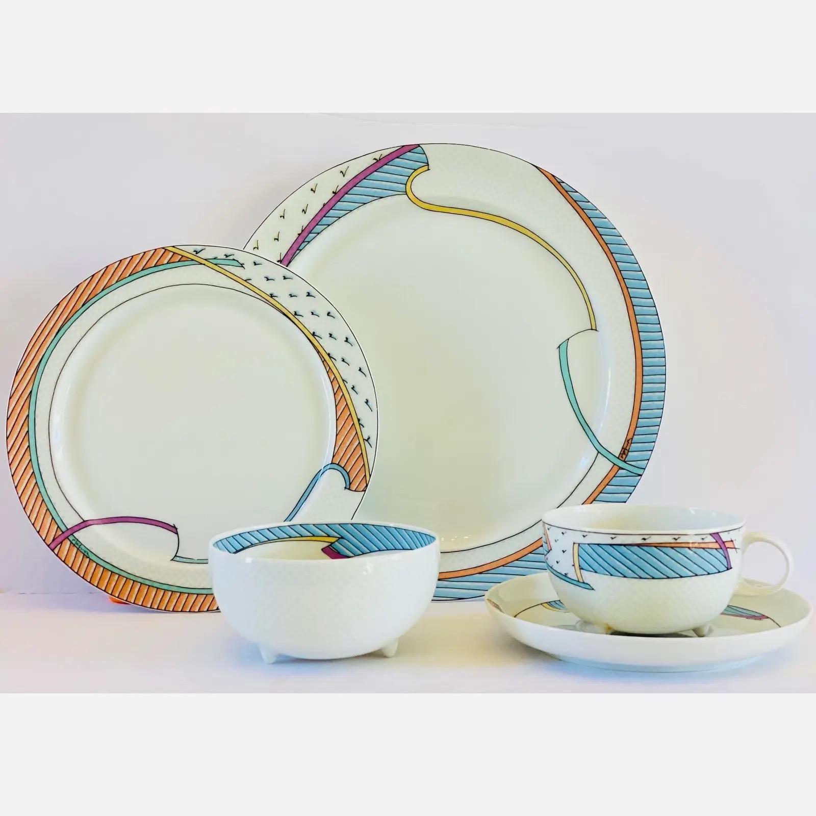 Late 20th Century 1980s Dorothy Hafner for Rosenthal New Wave Postmodern Dinnerware Service for 4 