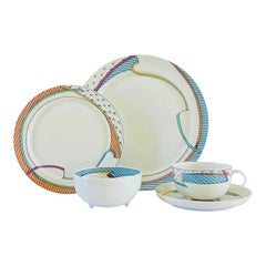 Vintage 1980s Dorothy Hafner for Rosenthal New Wave Postmodern Dinnerware Service for 4 