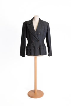 SPECIAL PRICE: 1980s Double-breasted charcoal fitted Jean Paul Gaultier blazer