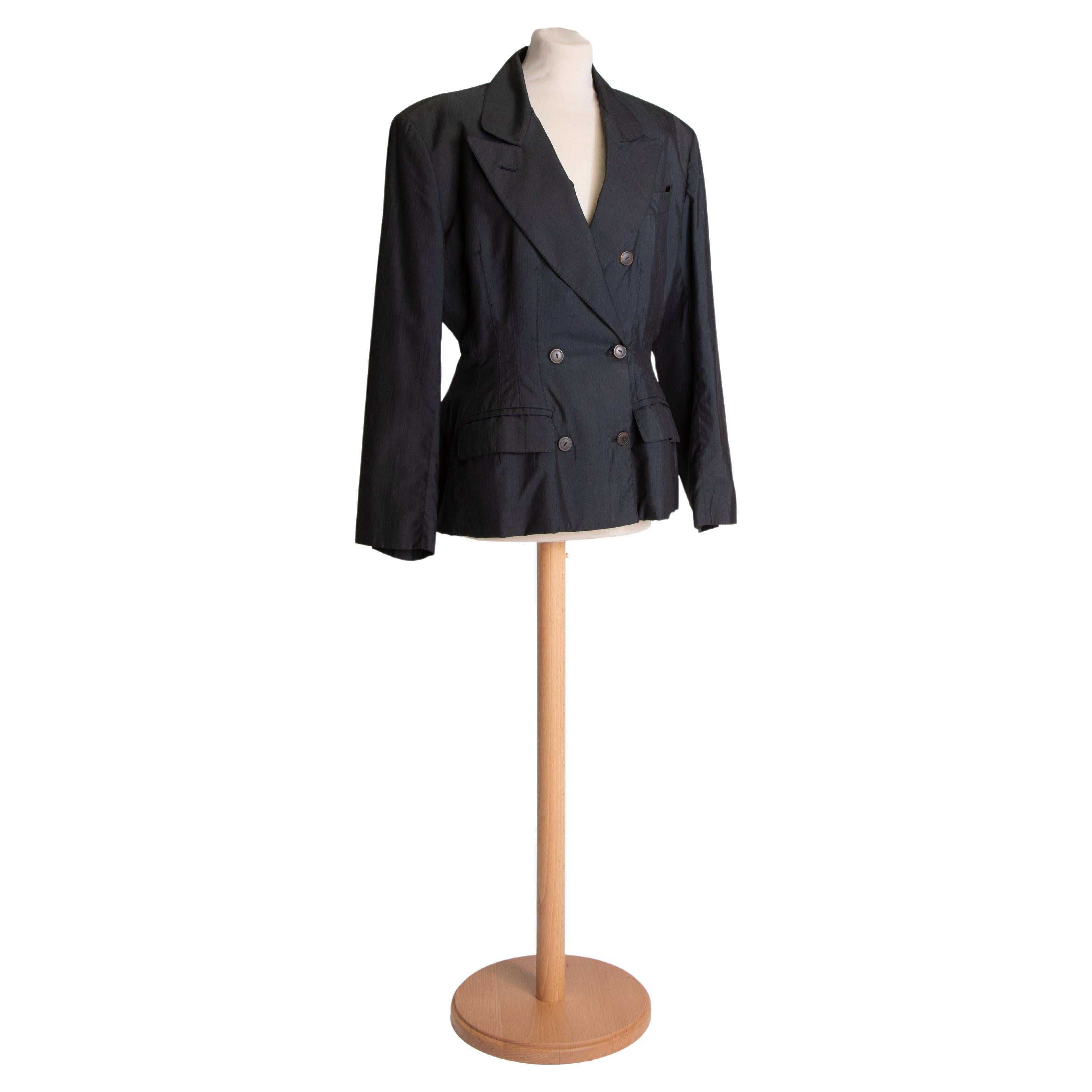 1980s Double-breasted charcoal fitted Jean Paul Gaultier blazer