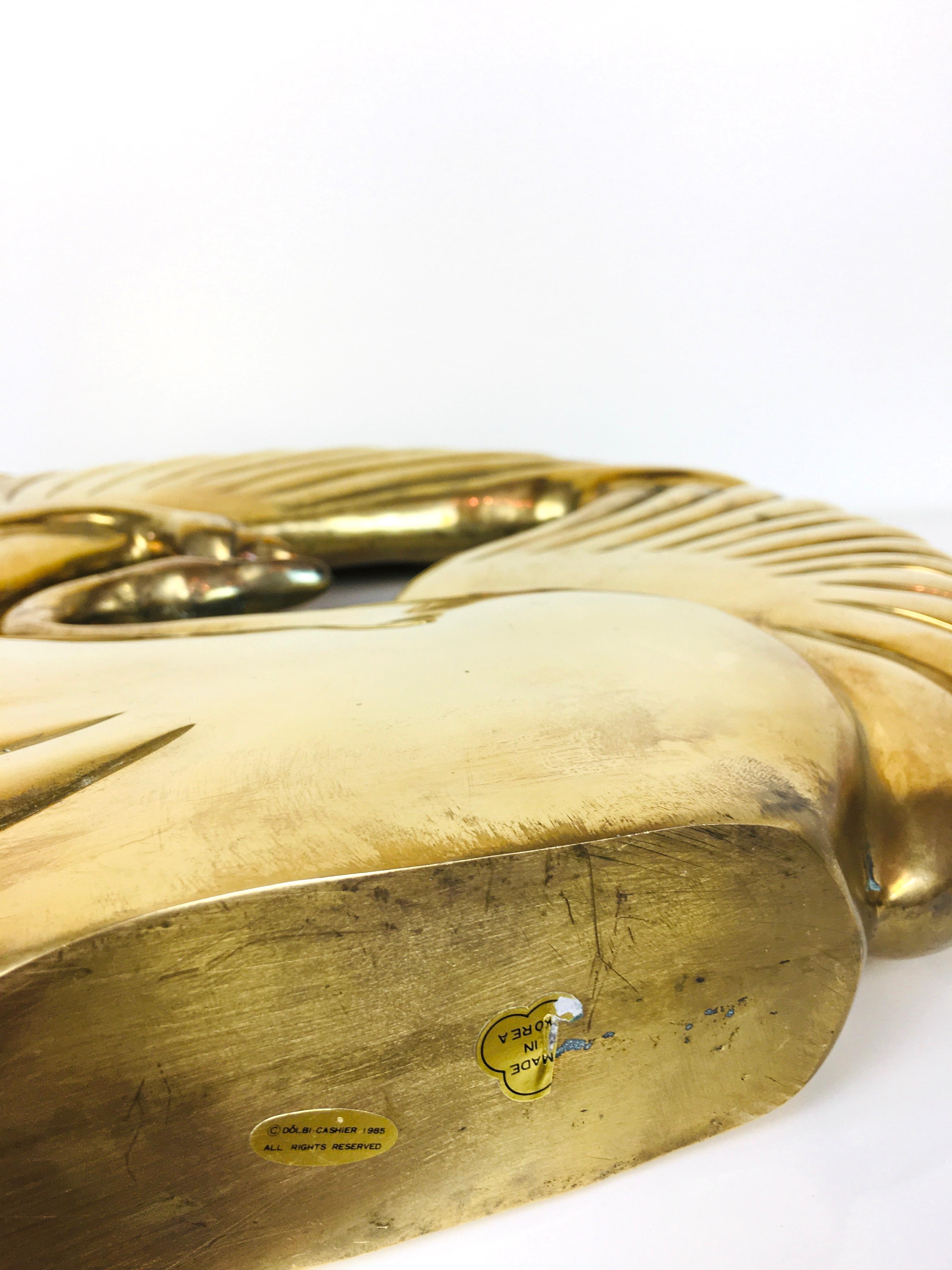 1980s Double Swan Dolbi Cashier Vintage Brass Table Sculpture 3