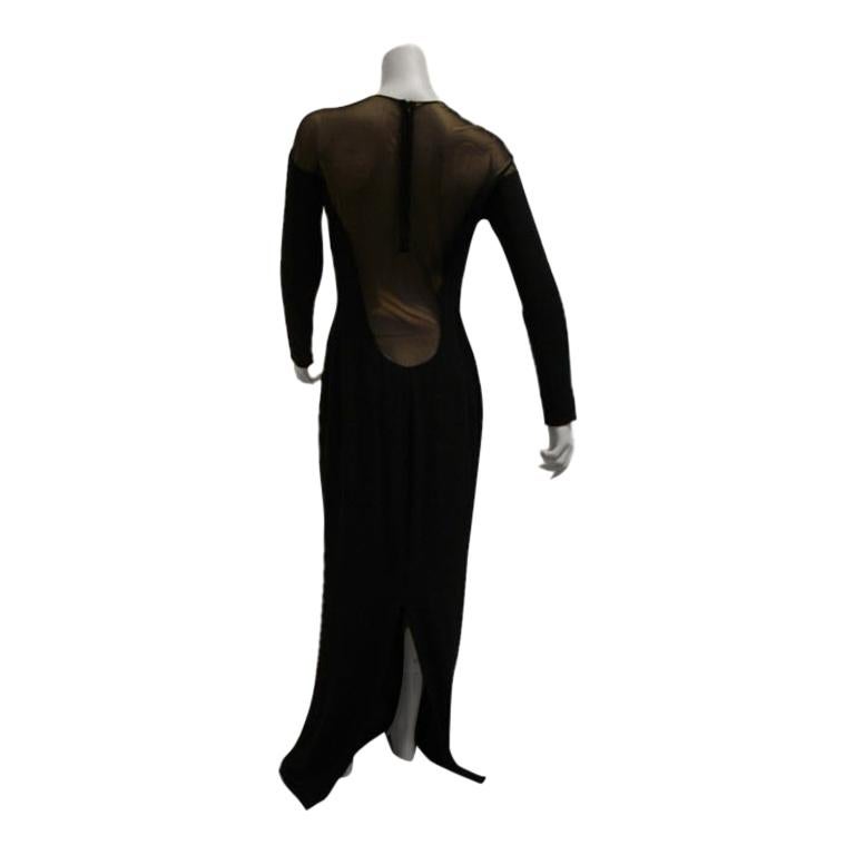 1980s Dramatic Illusion Plunge Back Gown