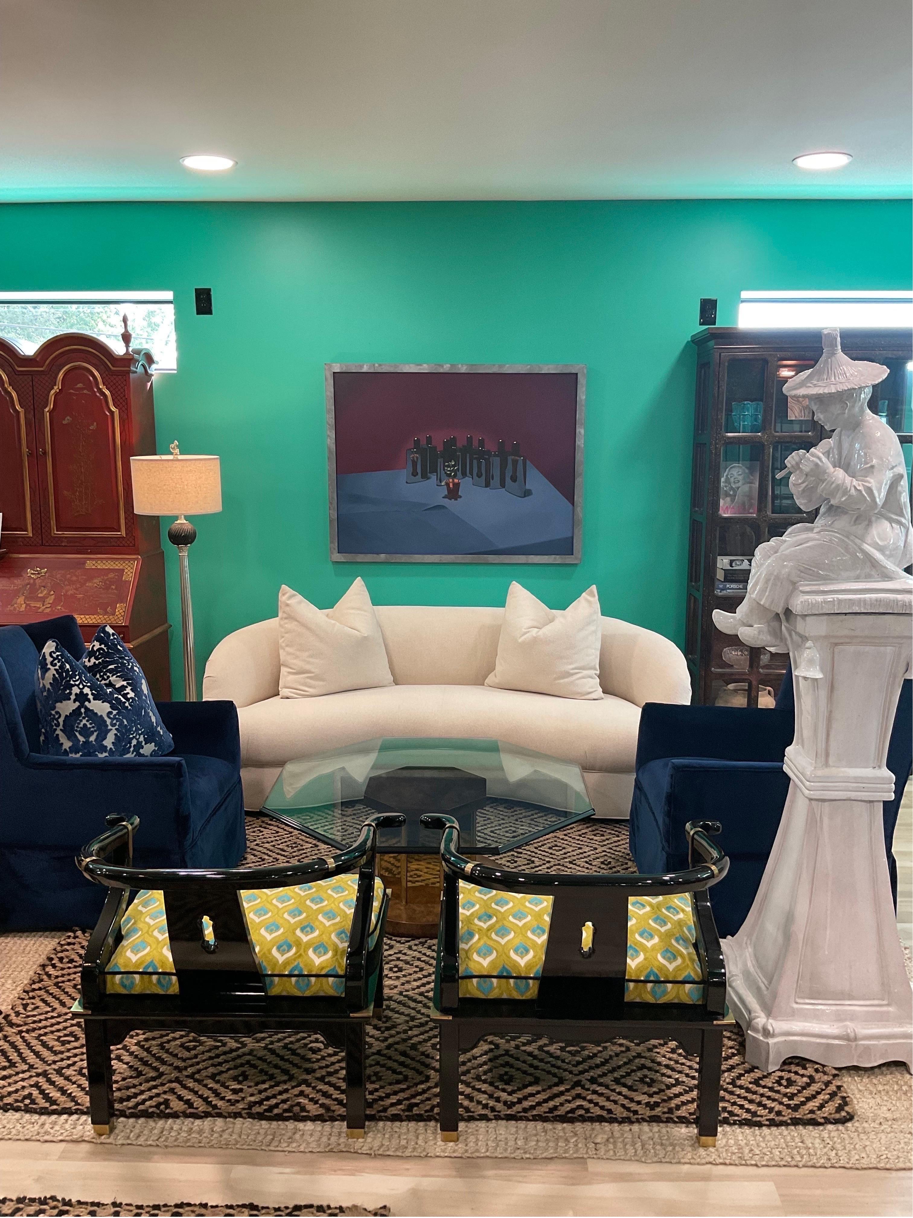 1980s Drexel Heritage Kidney Shaped Sofa 1