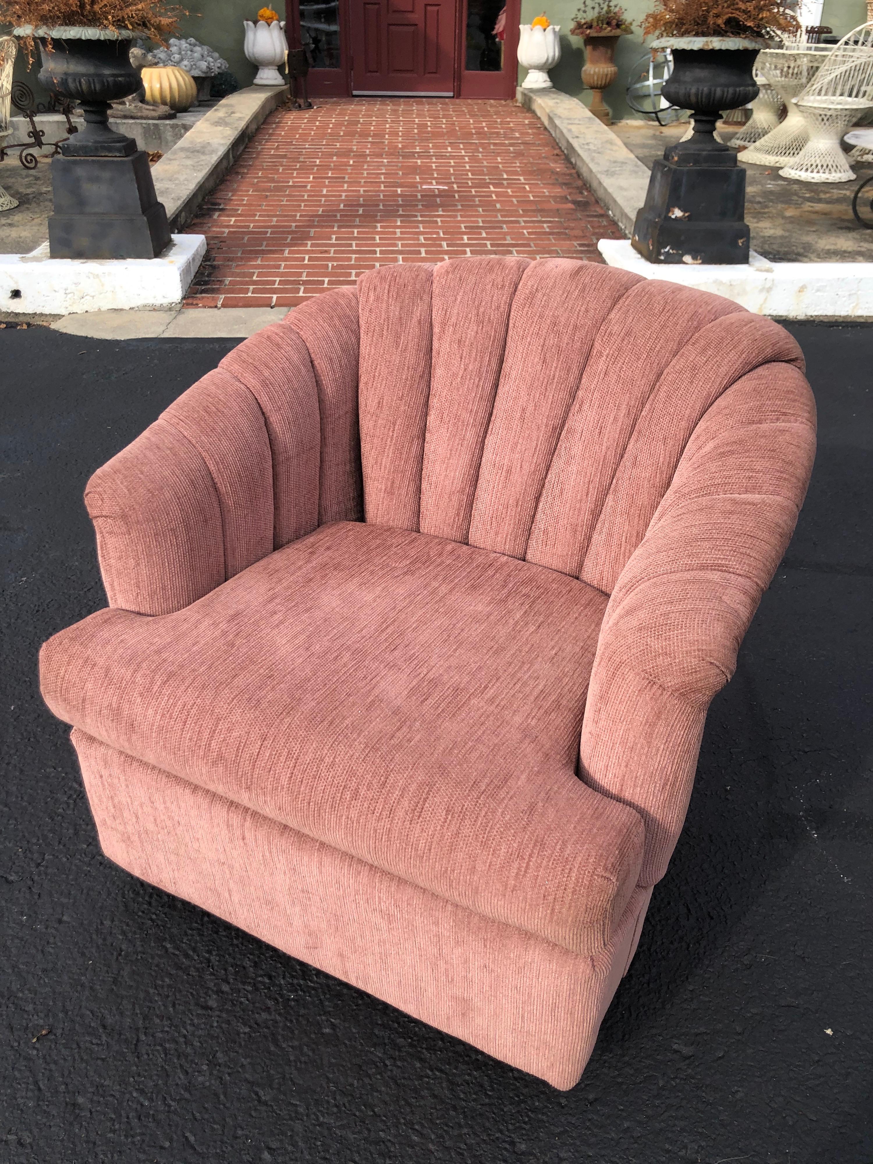 1980's Dusty Rose Swivel Chair 4