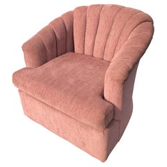 Fauteuil pivotant rose poussiéreux des années 1980