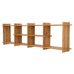 1980s Dutch, Solid Pine Wall Shelving Units with Slatted Construction
