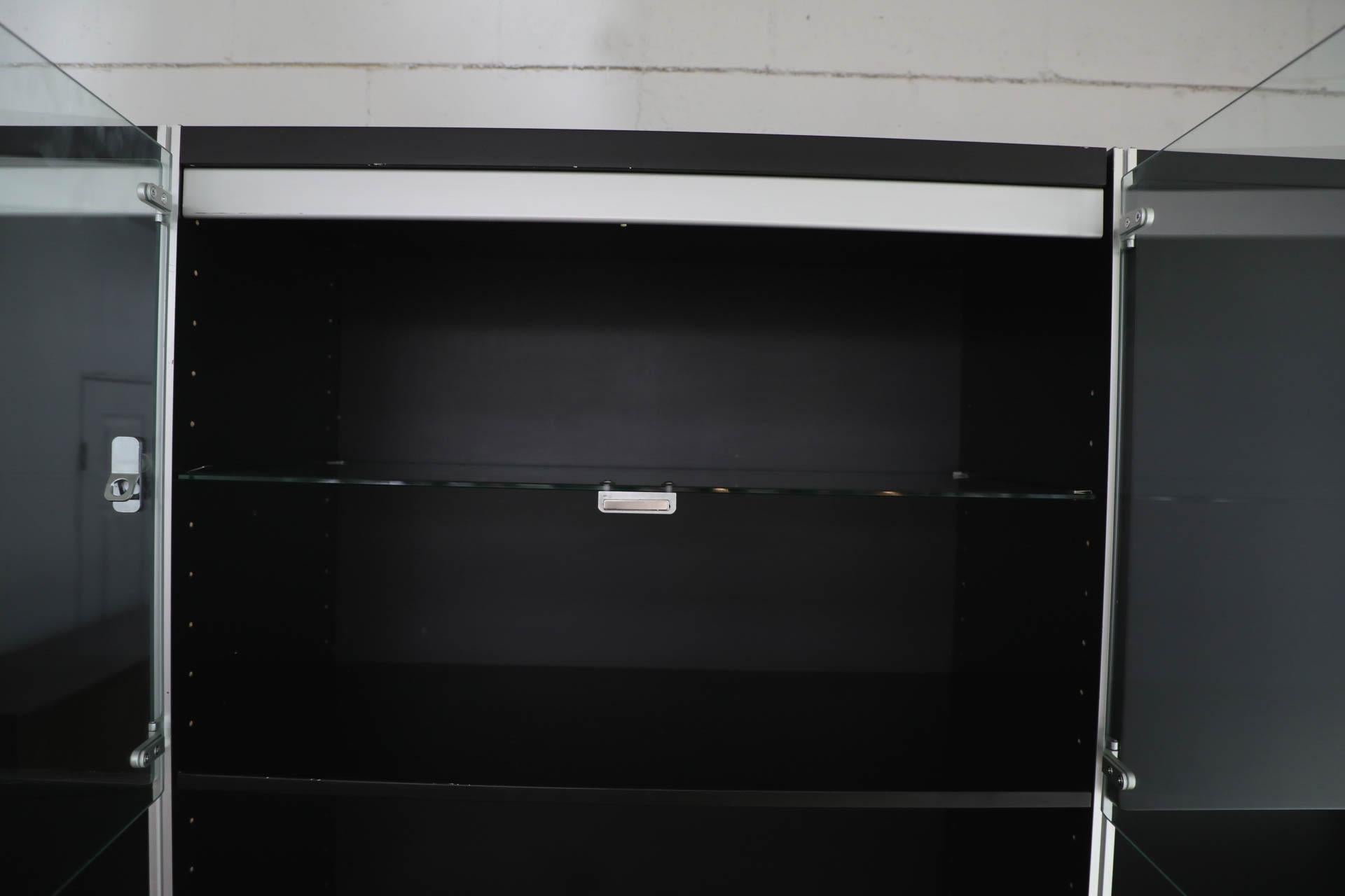 1980s Dux Avanti Wall Unit by Antonio Gioia in Black with Lighting & Storage For Sale 6