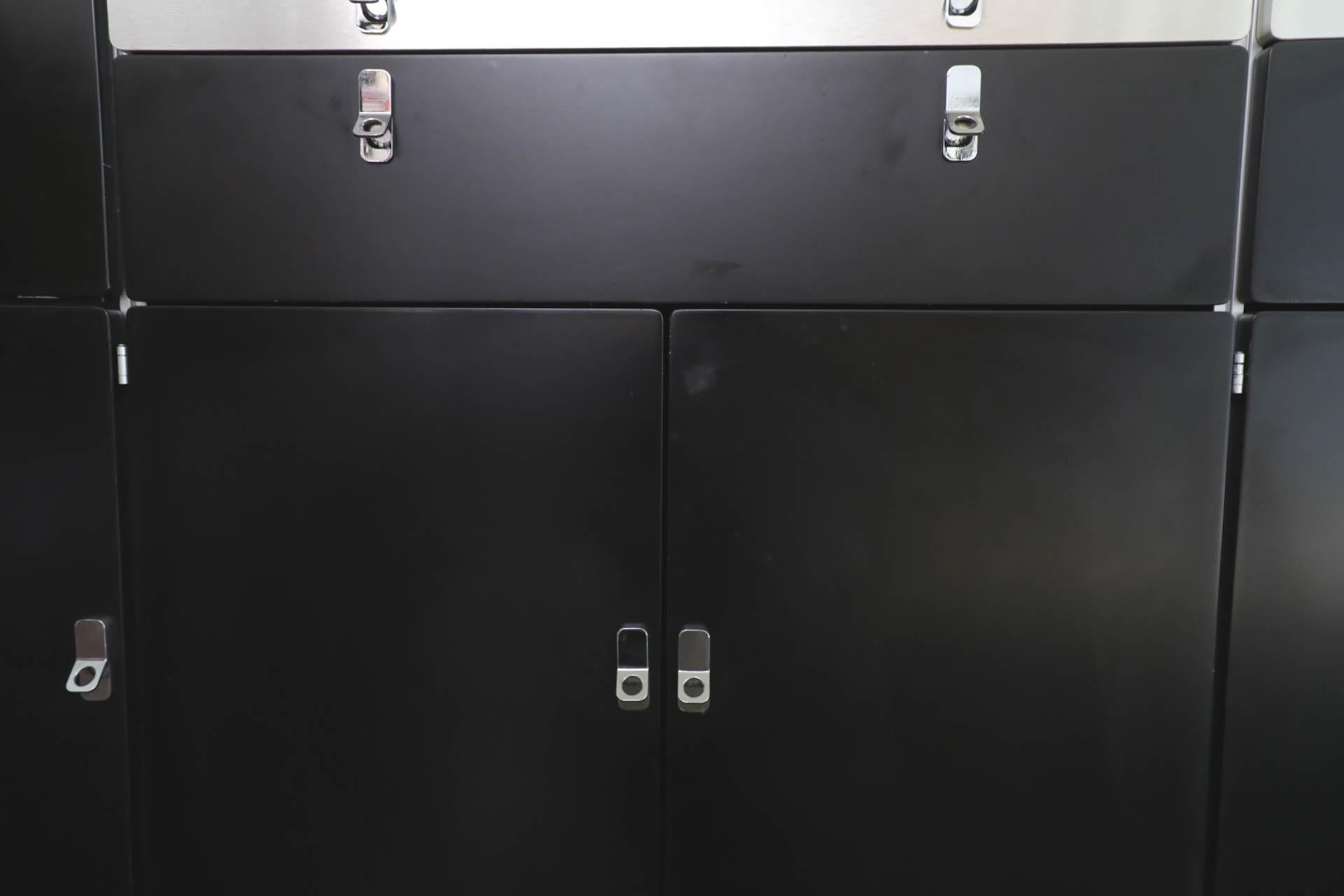 1980s Dux Avanti Wall Unit by Antonio Gioia in Black with Lighting & Storage For Sale 7