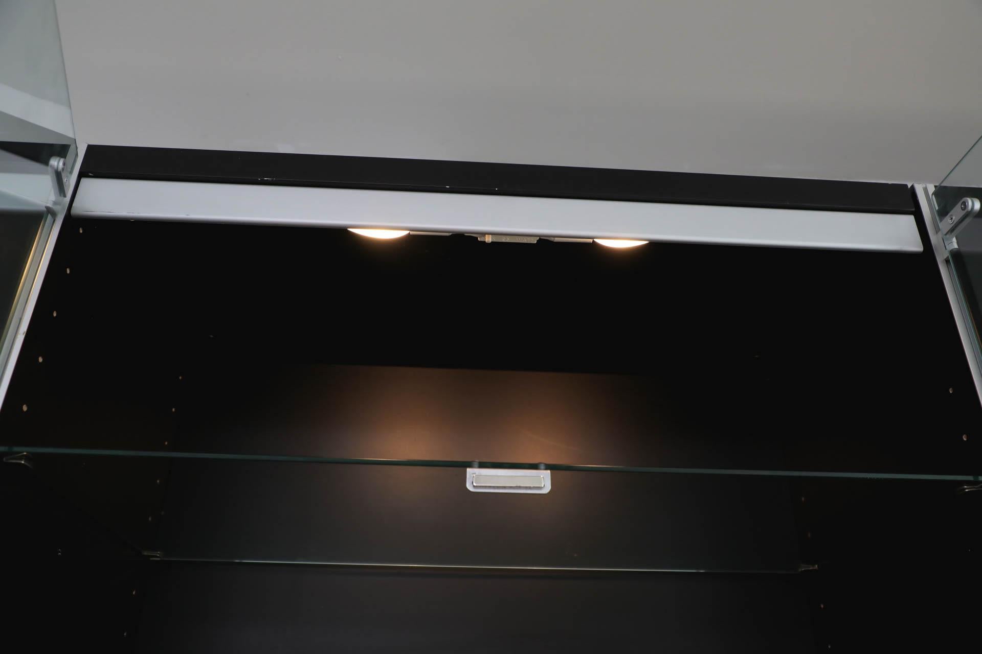 1980s Dux Avanti Wall Unit by Antonio Gioia in Black with Lighting & Storage For Sale 11