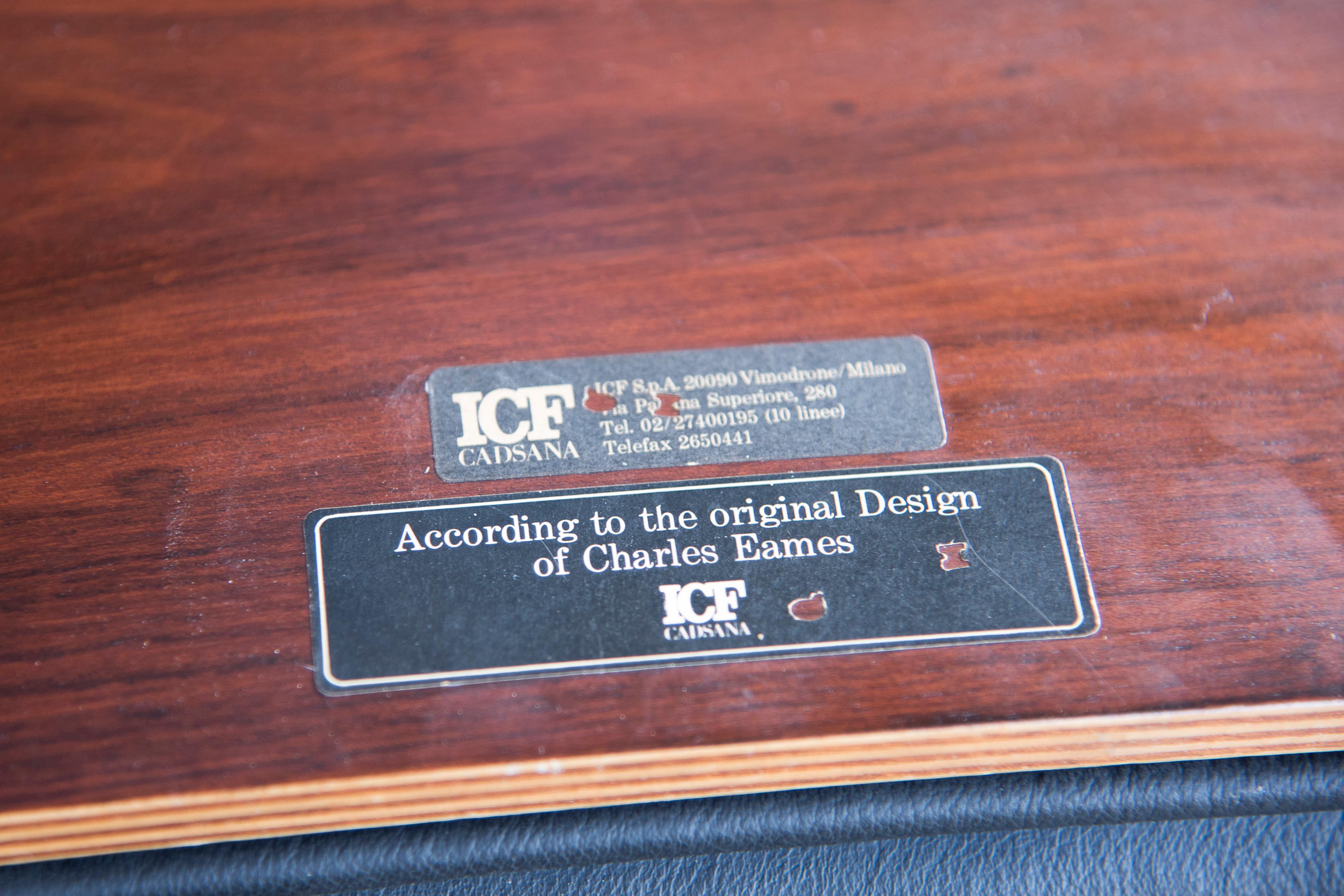 1980s Eames 670 Lounge Chair and 671 Ottoman Black Leather by ICF 10