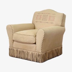 1980s Early Rare Ralph Lauren Arrowhead Hand-Painted Fringe Leather Club Chair