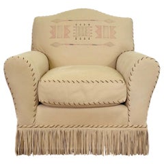 Sedia da club in pelle con frange dipinta a mano Ralph Lauren Arrowhead, anni '80.
