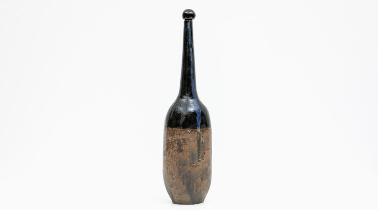 Italian 1980s Earth Colored Bottle by Bruno Gambone 'a' For Sale