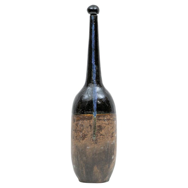 1980s Earth Colored Bottle by Bruno Gambone 'a' For Sale