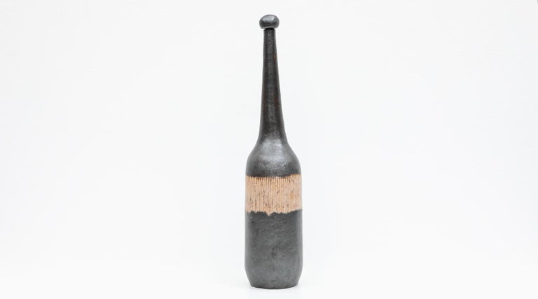 Modern 1980s Earth Colored Bottle by Bruno Gambone 'b' For Sale