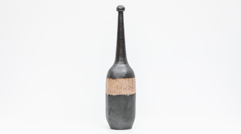 Italian 1980s Earth Colored Bottle by Bruno Gambone 'b' For Sale
