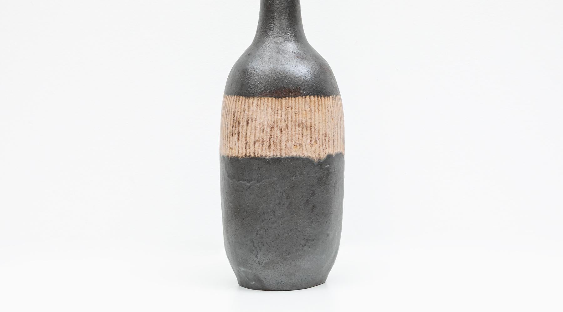 Late 20th Century 1980s Earth Colored Bottle by Bruno Gambone 'b' For Sale