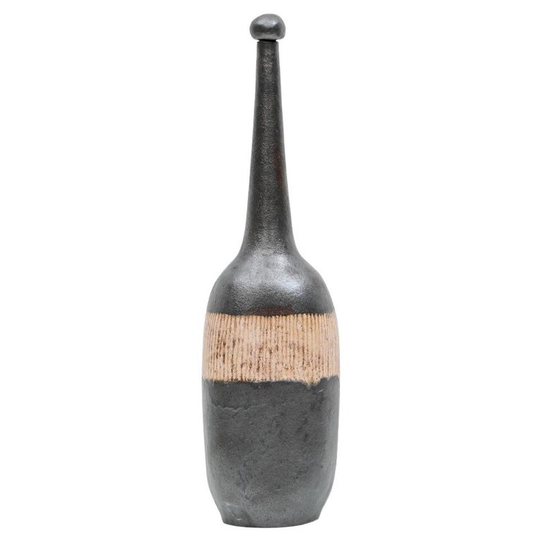 1980s Earth Colored Bottle by Bruno Gambone 'b' For Sale