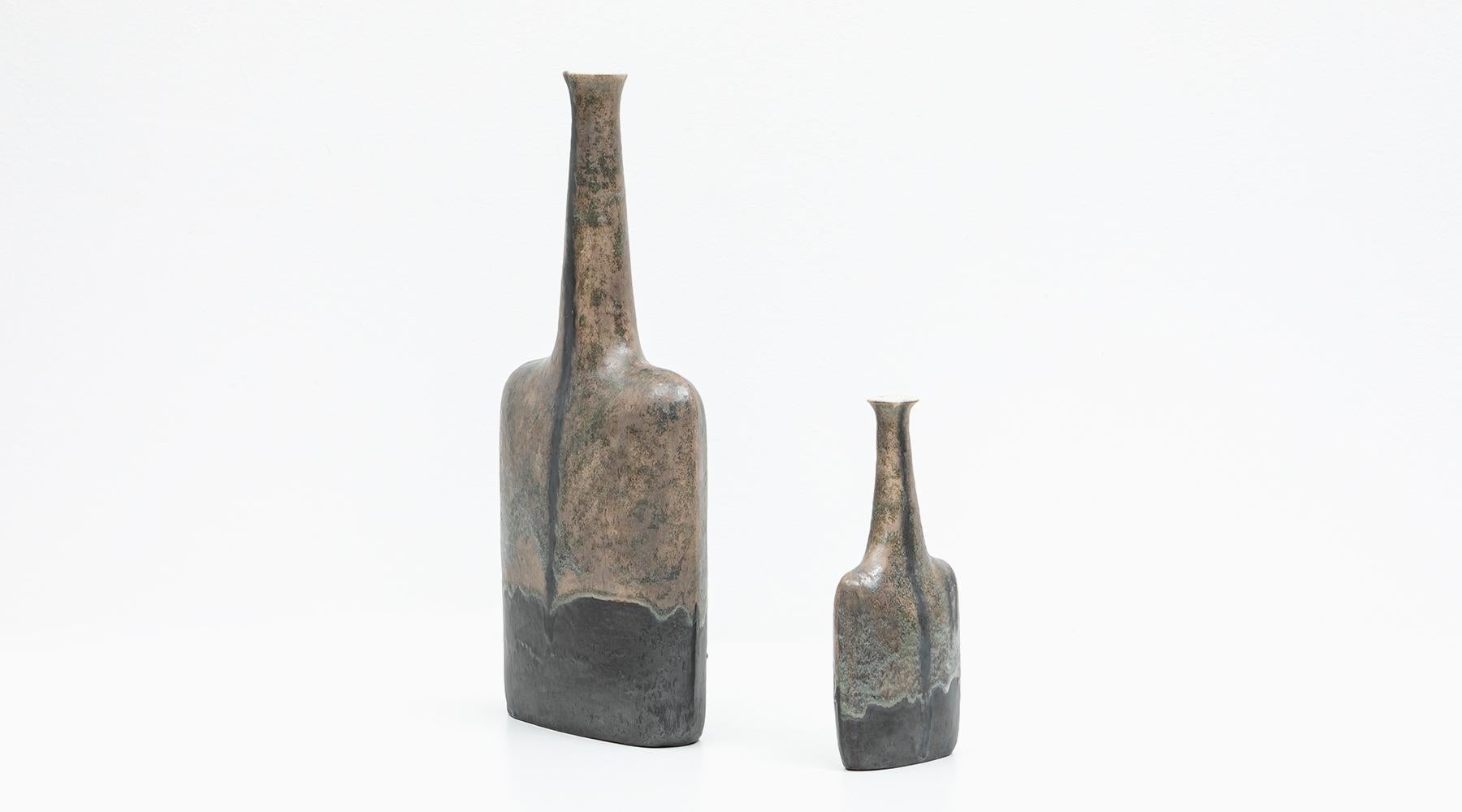 Italian 1980s Earth Colored Vases by Bruno Gambone 'g'