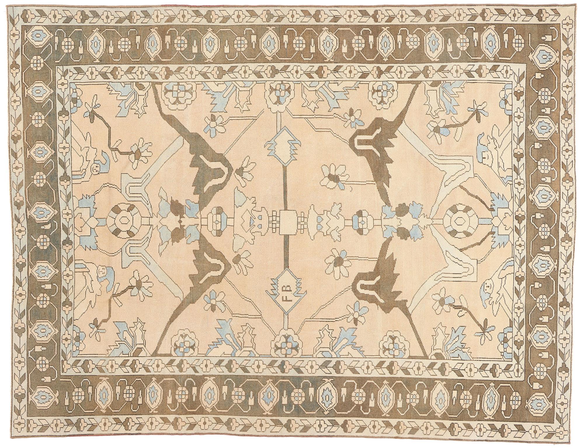 1980's Earth-Tone Turkish Oushak Carpet with Modern Style For Sale 3