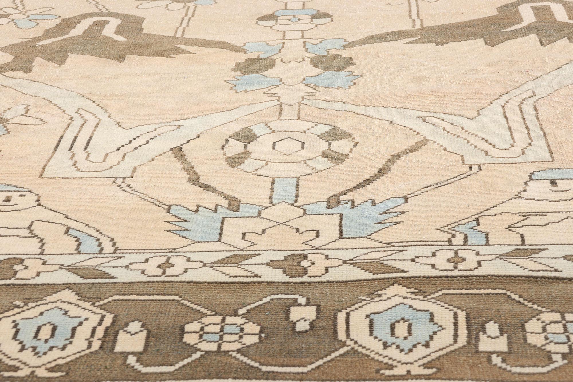 1980's Earth-Tone Turkish Oushak Carpet with Modern Style In Good Condition For Sale In Dallas, TX