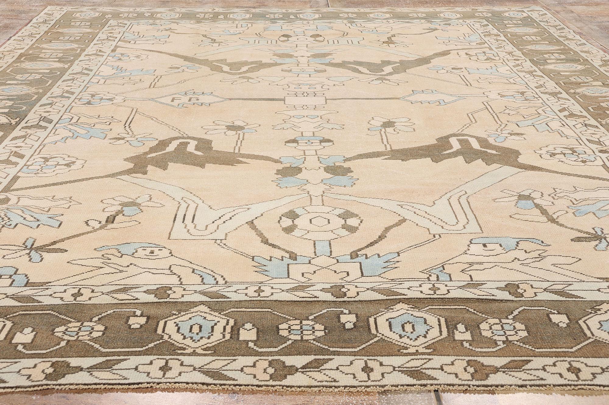 1980's Earth-Tone Turkish Oushak Carpet with Modern Style For Sale 1