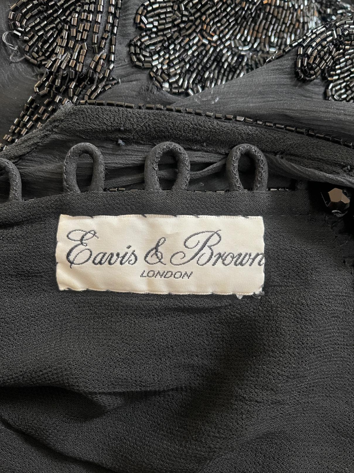 1980er Jahre Eavis & Brown Couture Schwarzes Perlenkleid im Flapper Style im Angebot 1