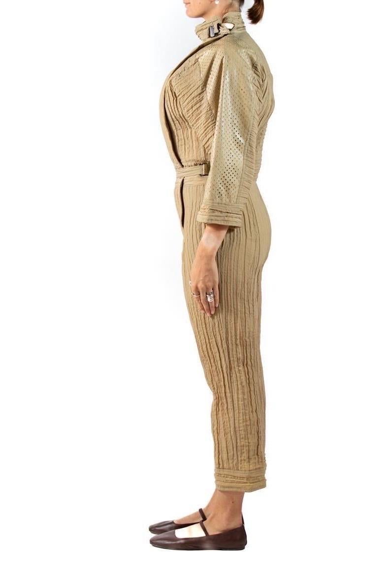 1980S Ecru Cotton Blend Jumpsuit In Excellent Condition For Sale In New York, NY