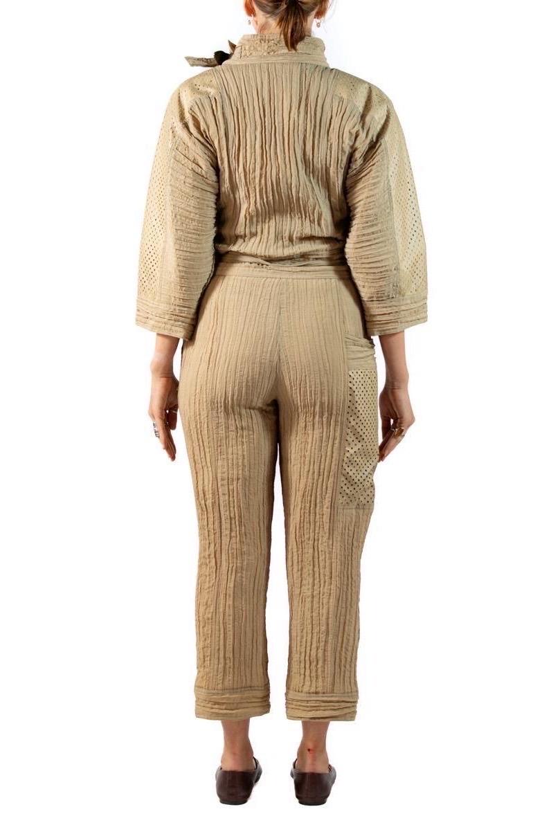 1980S Ecru Cotton Blend Jumpsuit For Sale 1