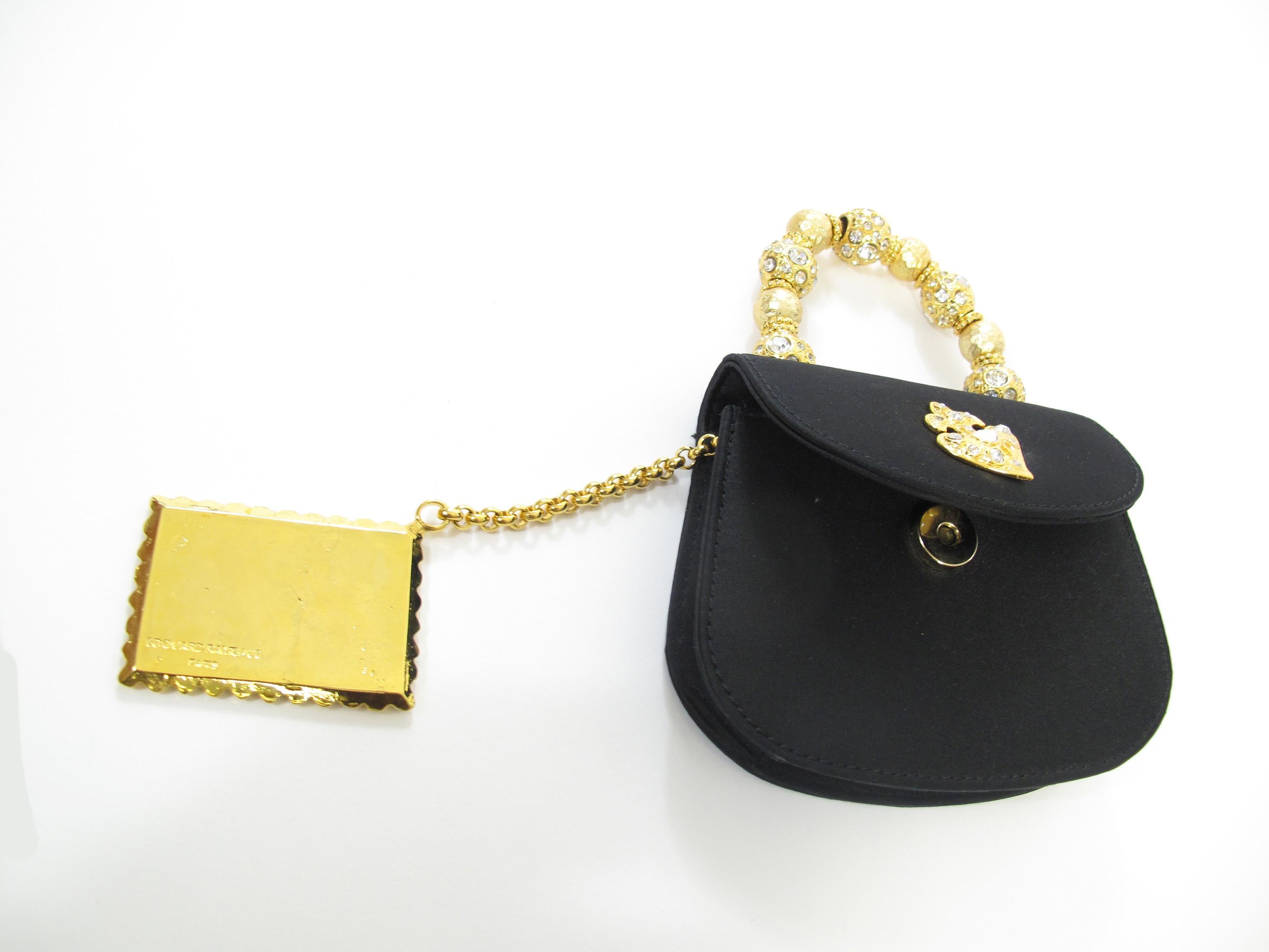 Women's 1980s Edouard Rambaud Mini Satin Evening Bag with Crystals For Sale