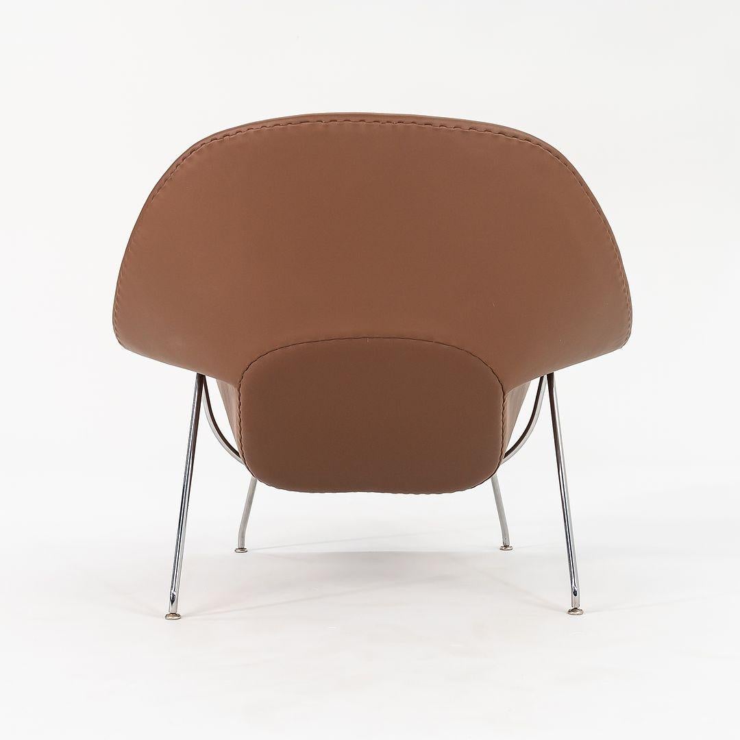 1980s Eero Saarinen for Knoll Womb Lounge Chair w/ Ottoman in Brown Leather For Sale 4