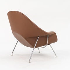 1980s Eero Saarinen for Knoll Womb Lounge Chair w/ Ottoman in Brown Leather