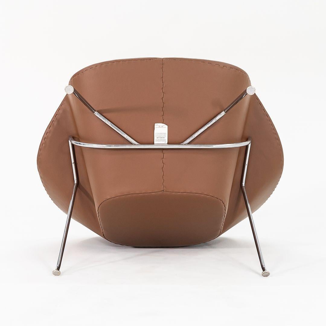 Late 20th Century 1980s Eero Saarinen for Knoll Womb Lounge Chair w/ Ottoman in Brown Leather For Sale
