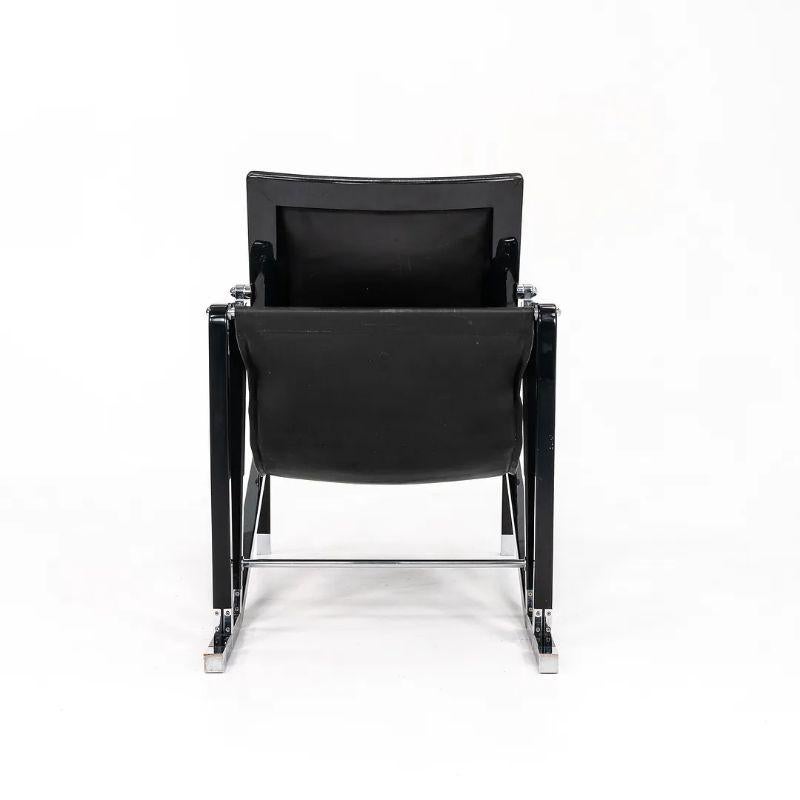 Bois 1980 Eileen Gray for Ecart Transat Lounge Chair with Black Leather and Lacquer (Chaise longue Transat en cuir noir et laque) en vente