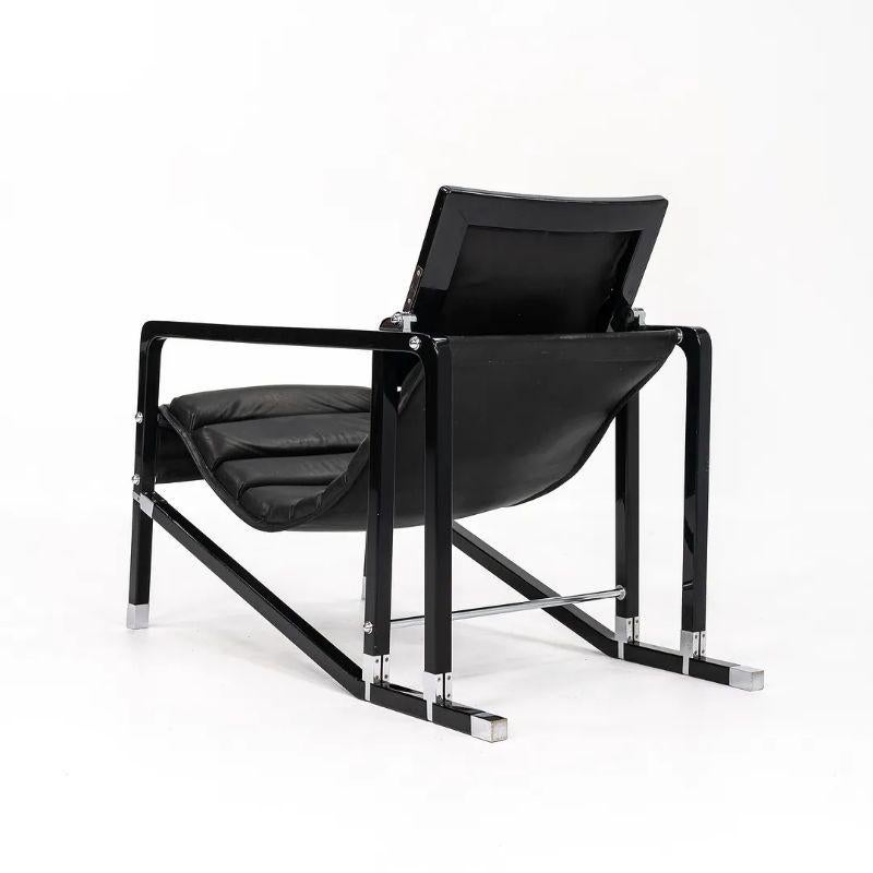 1980 Eileen Gray for Ecart Transat Lounge Chair with Black Leather and Lacquer (Chaise longue Transat en cuir noir et laque) en vente 1