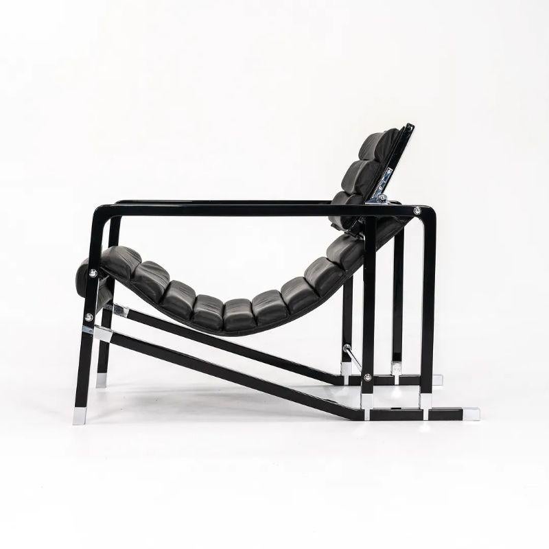 1980s Eileen Gray for Ecart Transat Lounge Chair with Black Leather and Lacquer For Sale 5