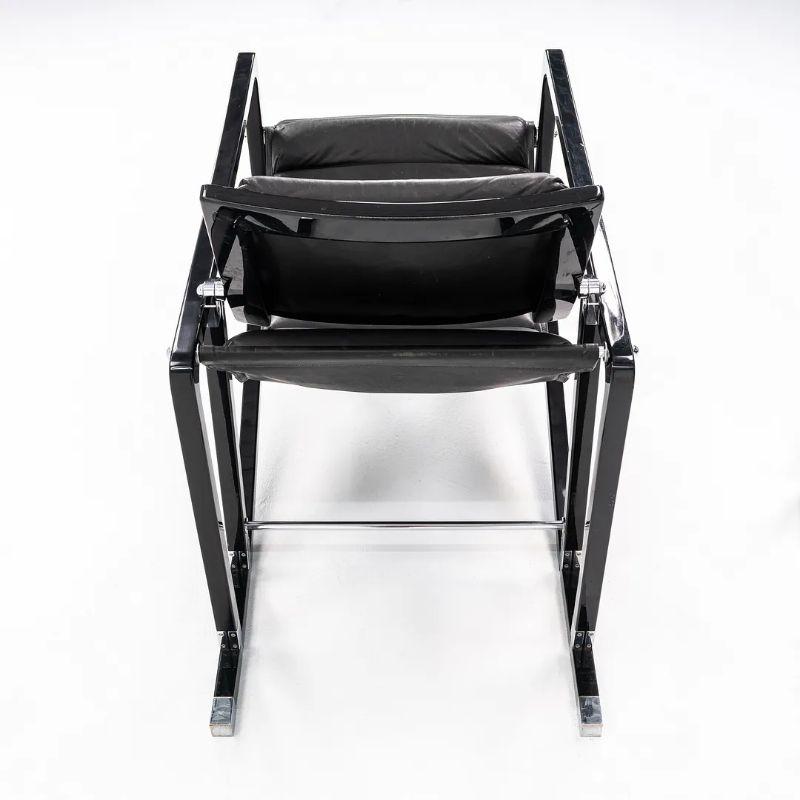 Modern 1980s Eileen Gray for Ecart Transat Lounge Chair with Black Leather and Lacquer For Sale