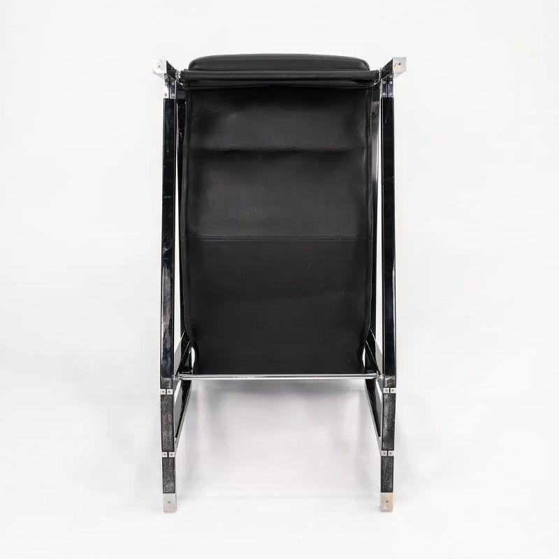 1980s Eileen Gray for Ecart Transat Lounge Chair with Black Leather and Lacquer In Good Condition For Sale In Philadelphia, PA
