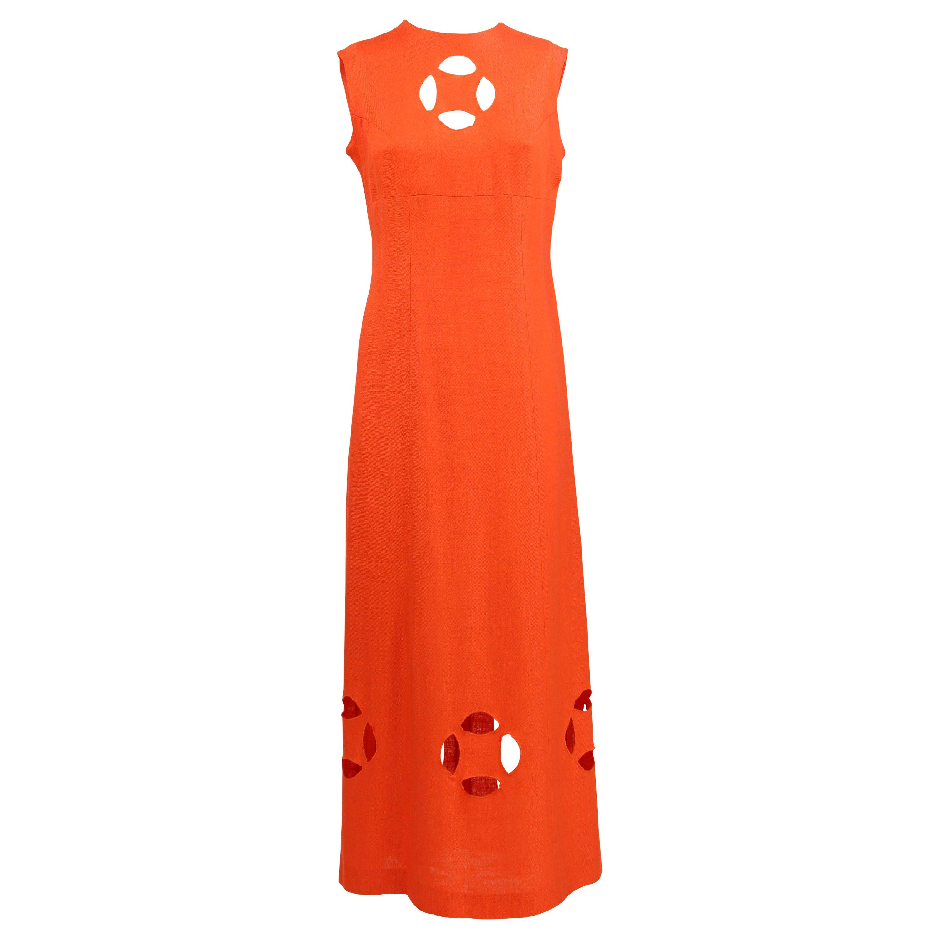 1980s Ein Fink Modell Orange Mid - Length Dress For Sale