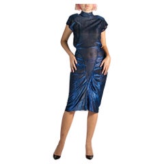 1980S Electric Blue  Metallic Poly/Lurex Jersey Cocktail Dress