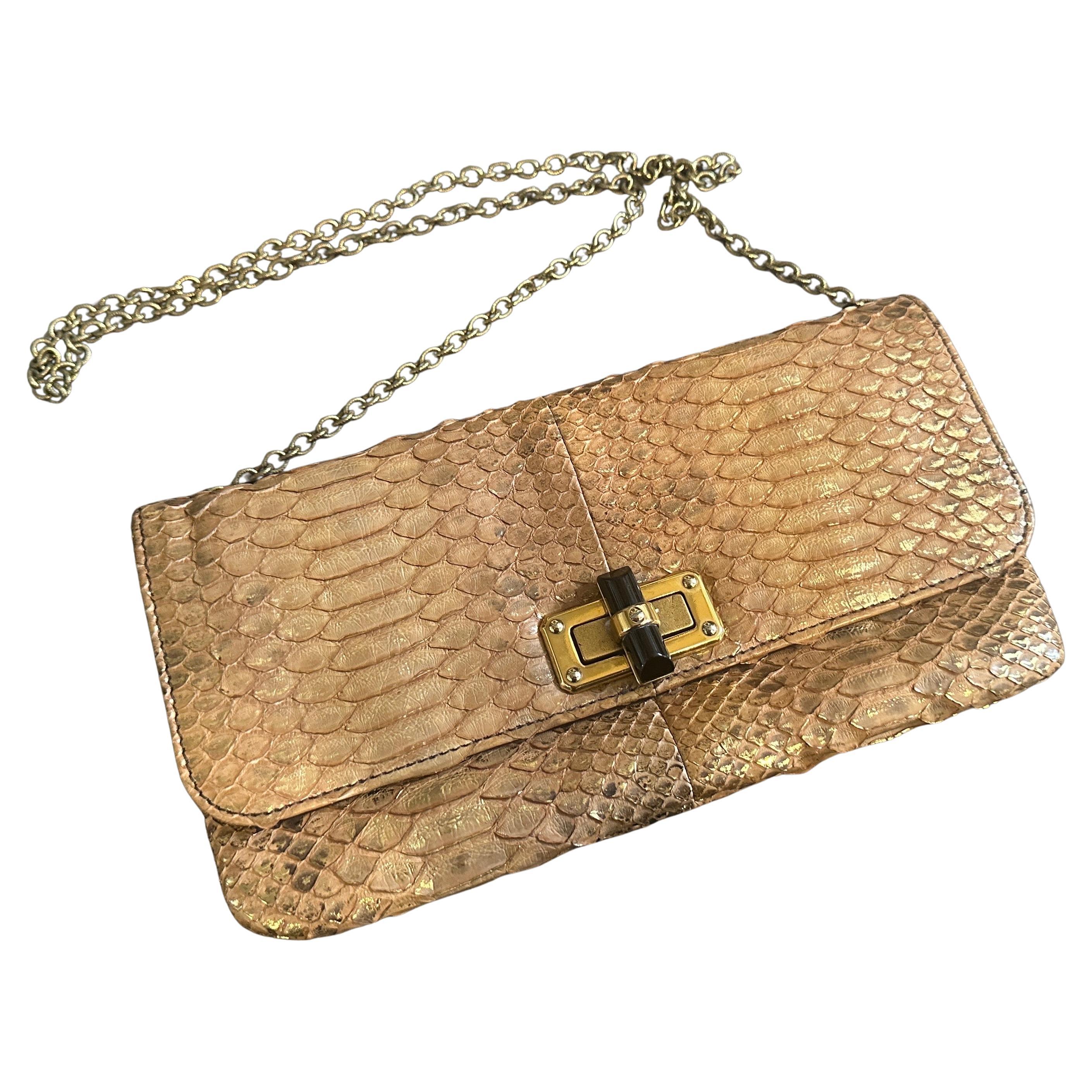 1980s Elegant Embossed Leather Clutch or Shoulder Bag by Lanvin Paris