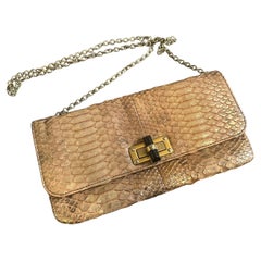 1980s Elegant Embossed Leather Clutch or Shoulder Bag by Lanvin Paris