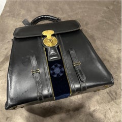 1980s Elegant Leather and Blue Velvet Hand Bag by Roberta di Camerino