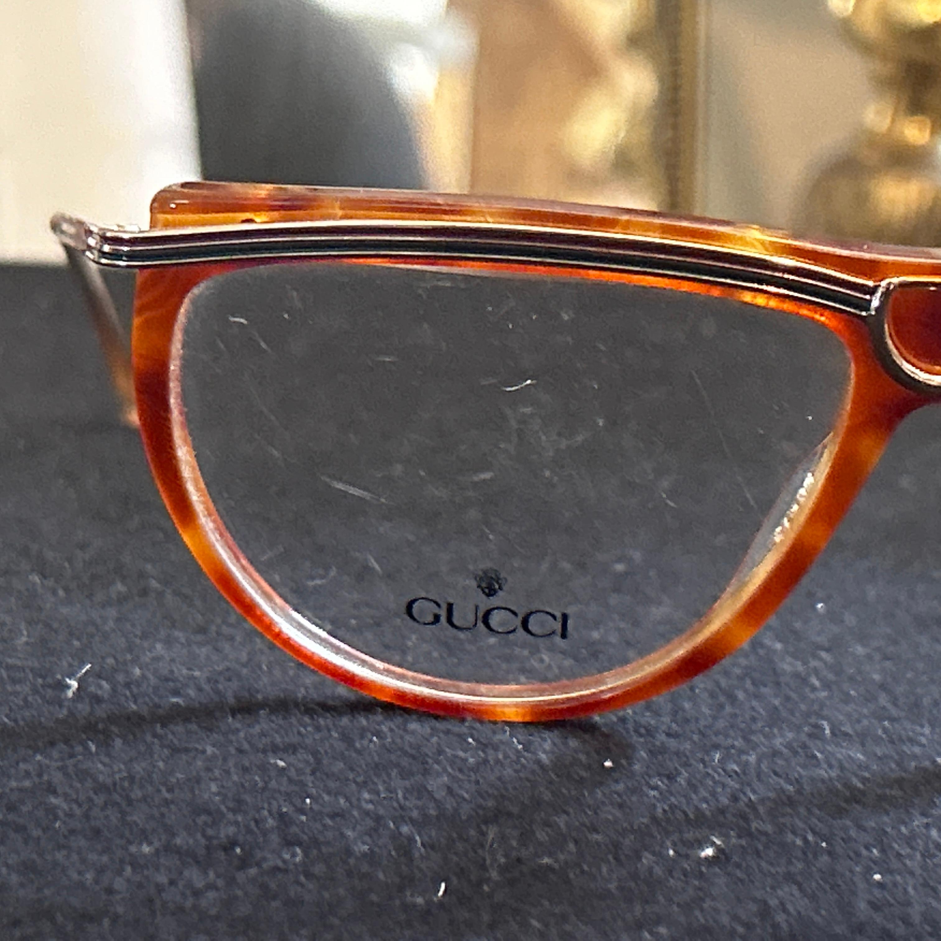 Brown 1980s Elegant Vintage Fake Tortoiseshell Gucci Sunglasses For Sale