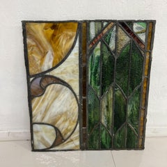 Pannello per finestra in vetro colorato degli anni '80 realizzato a mano e vintage