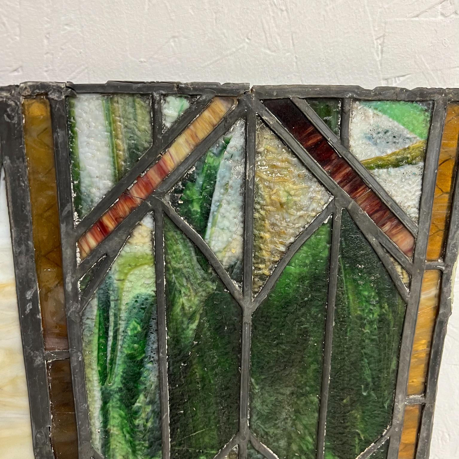 Modern 1980s Elegantly Colored Stained-Glass Window Panel Handcrafted Vintage