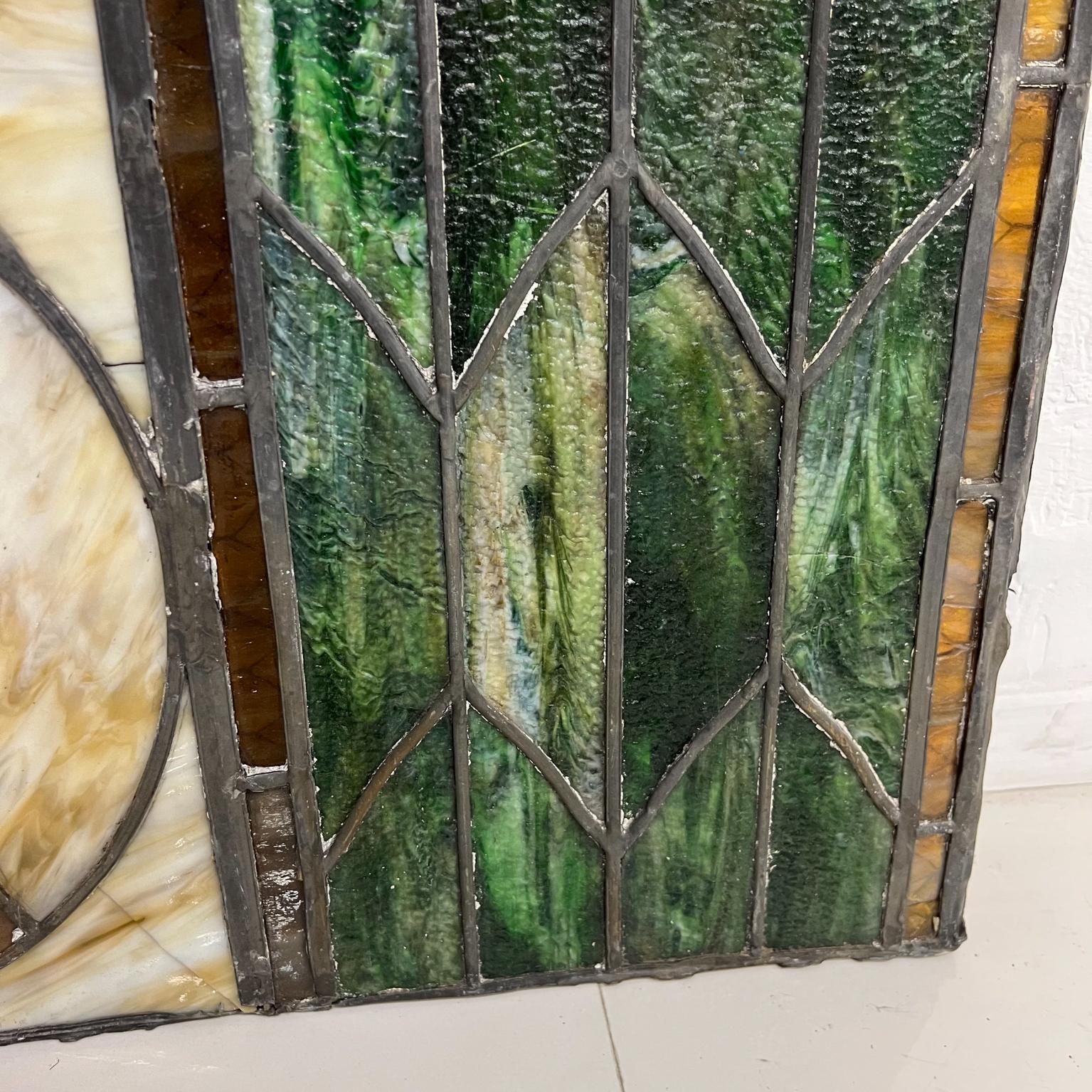 1980s Elegantly Colored Stained-Glass Window Panel Handcrafted Vintage In Good Condition In Chula Vista, CA