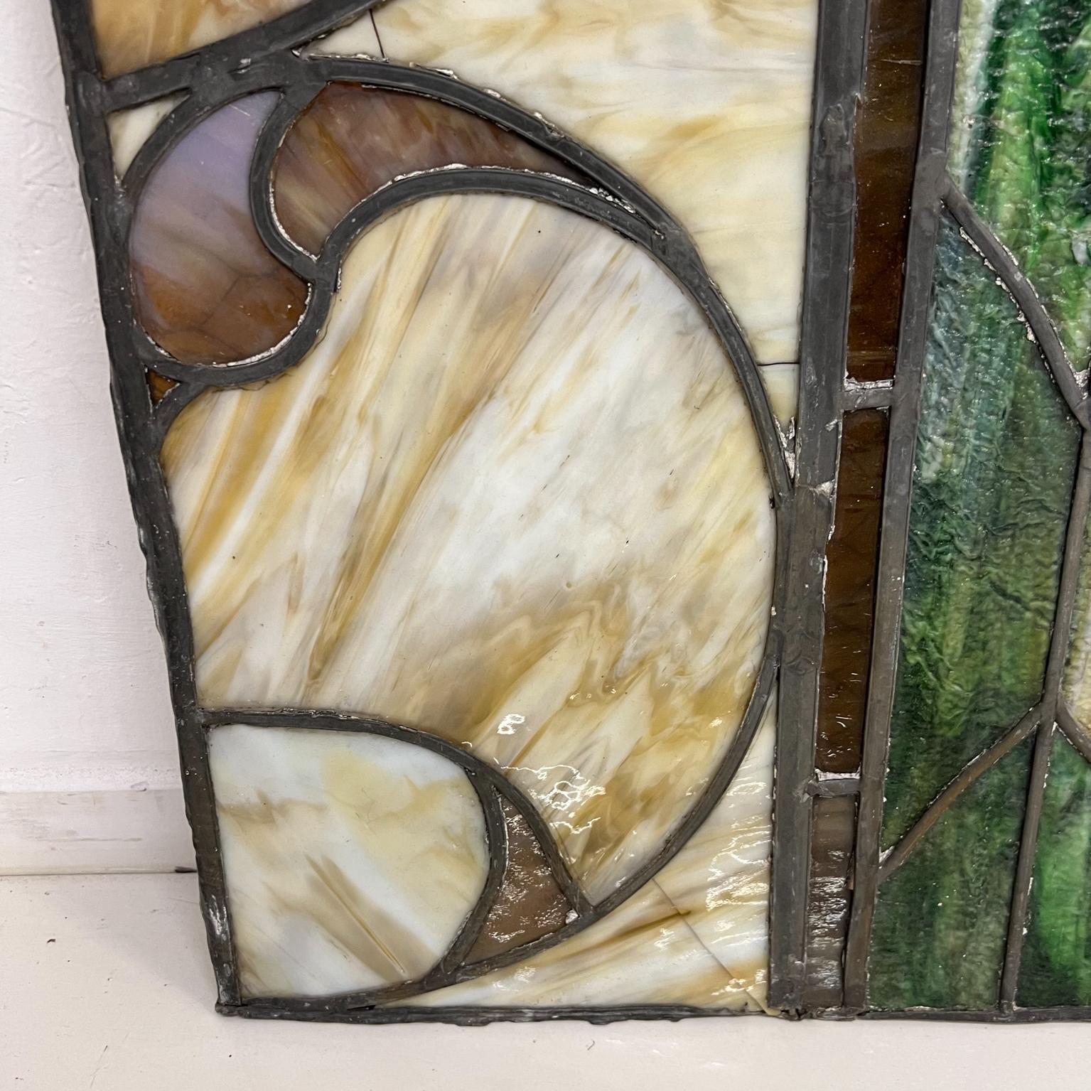 Late 20th Century 1980s Elegantly Colored Stained-Glass Window Panel Handcrafted Vintage